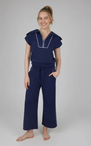 2 PC Half Zip and Pant w/ Contrast Piping