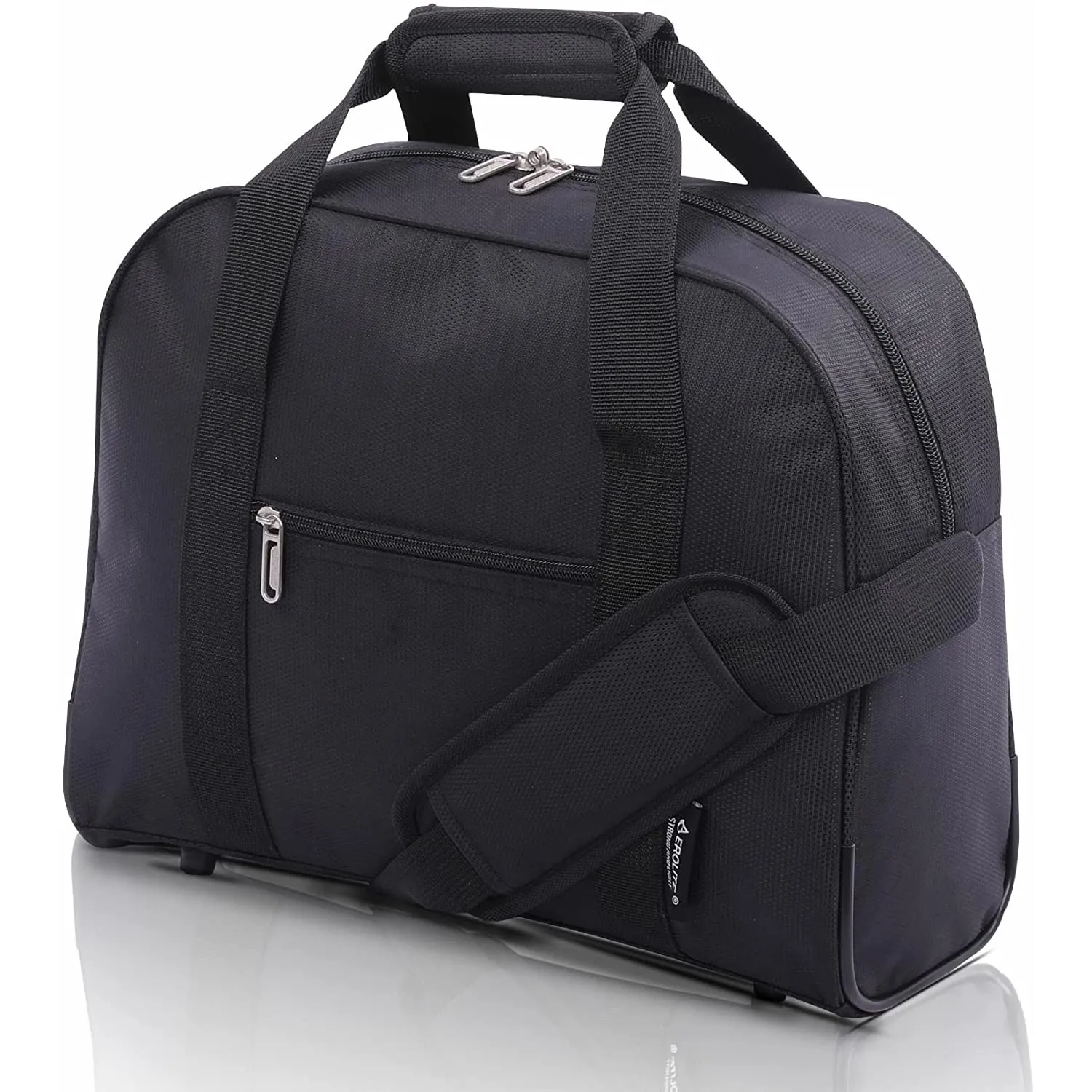 AEROLITE (40x30x15cm) British Airways Maximum, KLM, Air France, Turkish Airlines Maximum Allowance Size Holdall, Cabin Luggage Under Seat Flight Bag, Black
