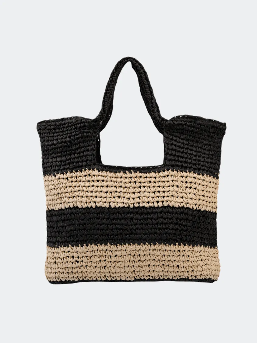 Amelie Straw Women Beach Bag Black