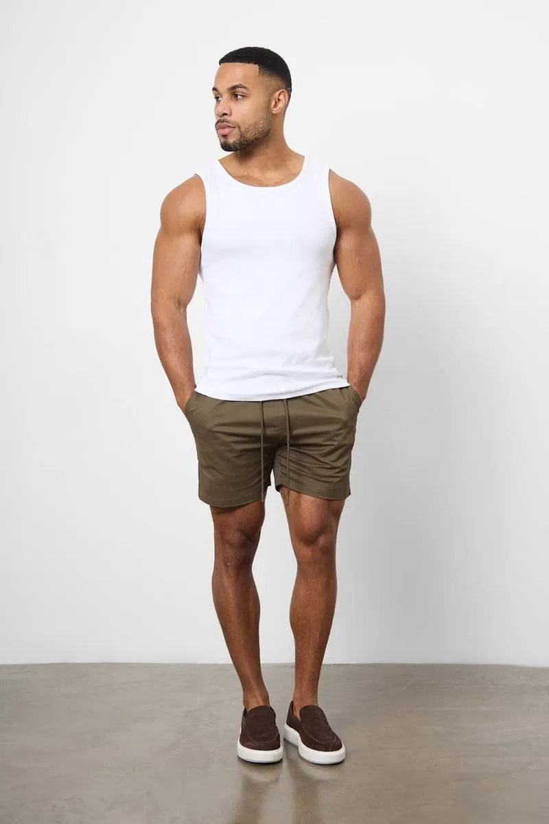 Athletic Fit Drawstring Chino Short 5" in Khaki