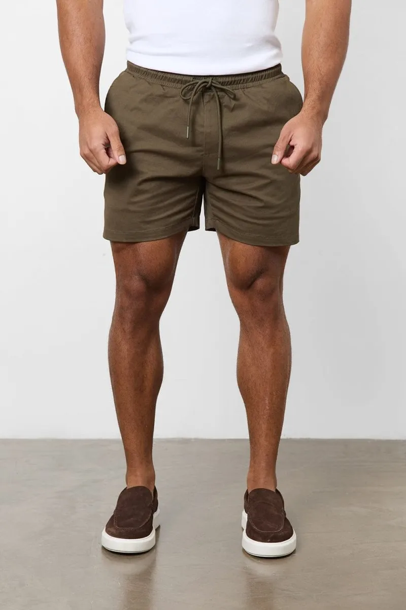 Athletic Fit Drawstring Chino Short 5" in Khaki