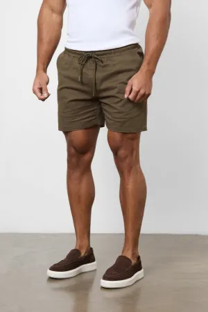 Athletic Fit Drawstring Chino Short 5" in Khaki
