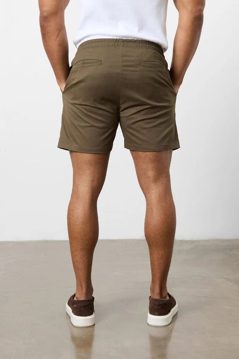 Athletic Fit Drawstring Chino Short 5" in Khaki