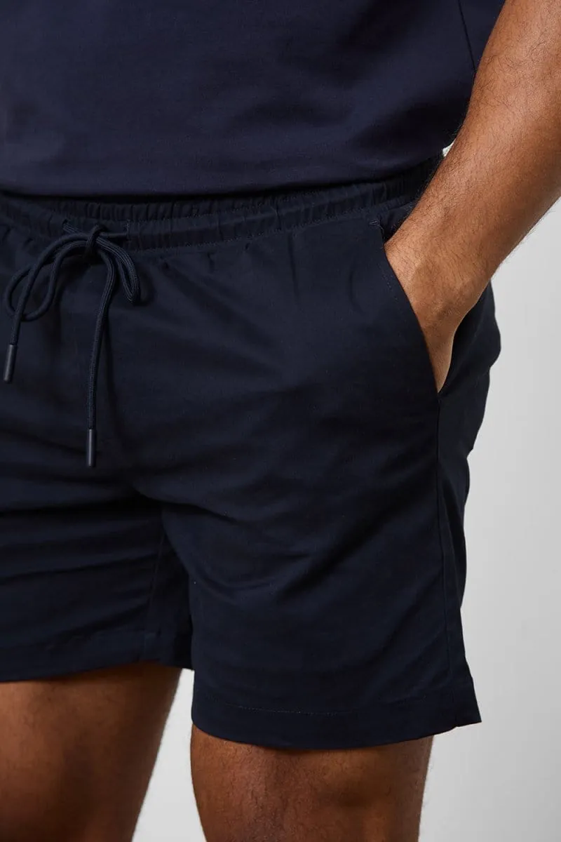 Athletic Fit Drawstring Chino Short 5" in Navy
