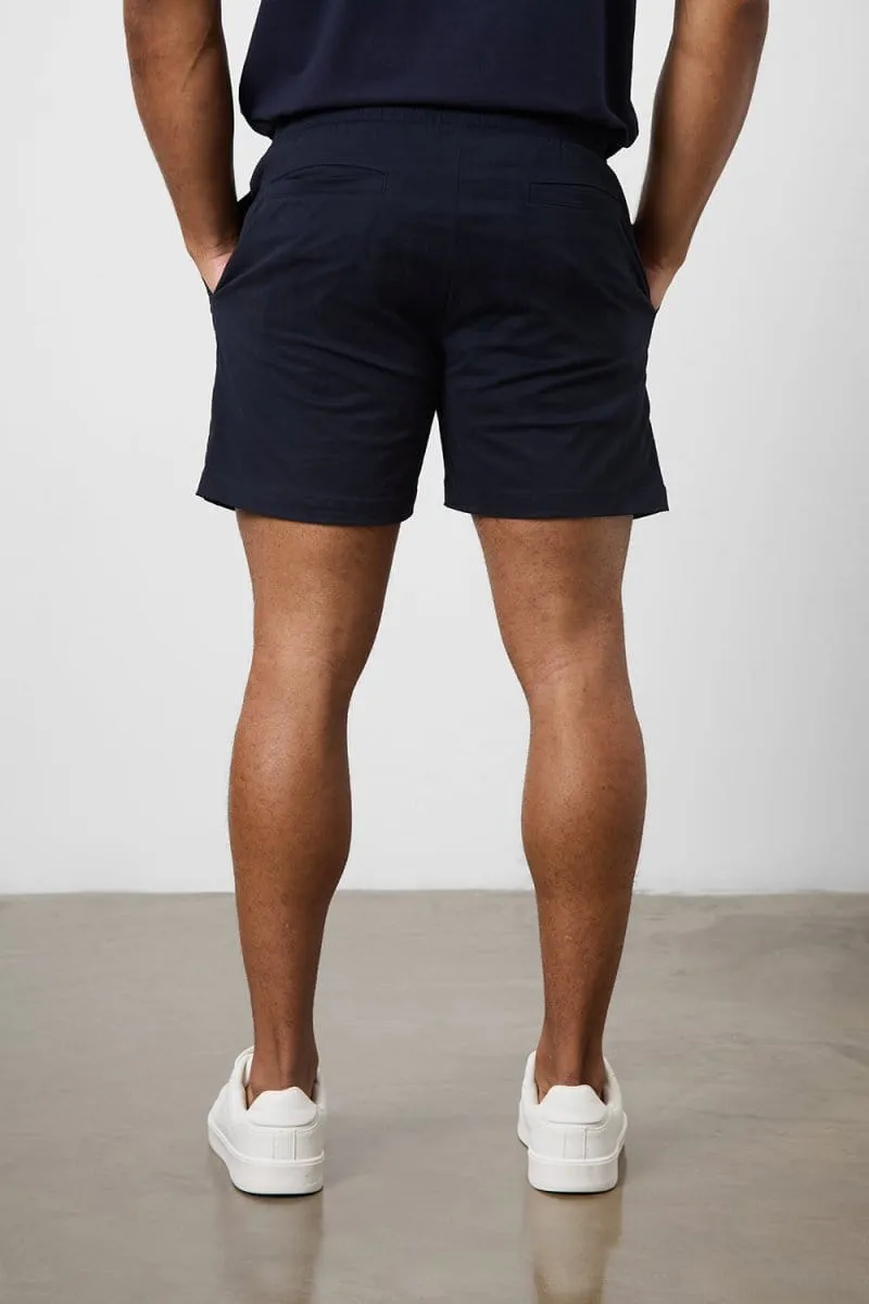 Athletic Fit Drawstring Chino Short 5" in Navy