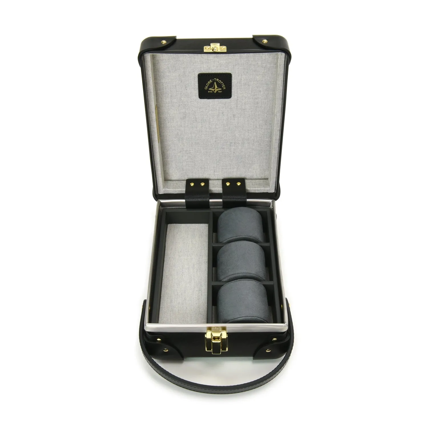 Centenary · 3-Slot Watch Case | Black/Black/Gold