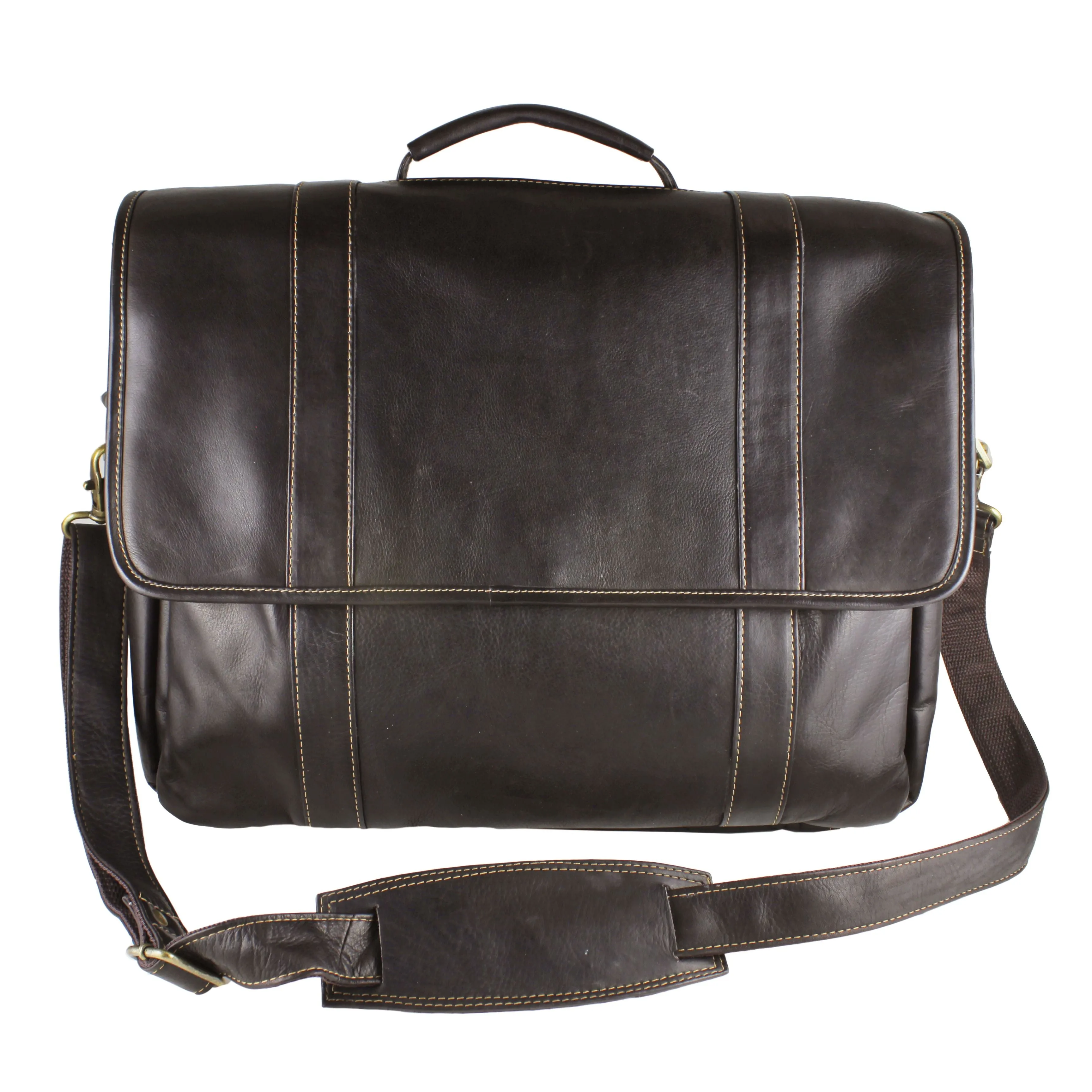 DayTrekr Flap Leather Laptop Brief
