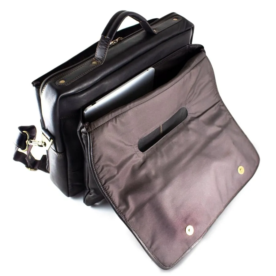 DayTrekr Flap Leather Laptop Brief