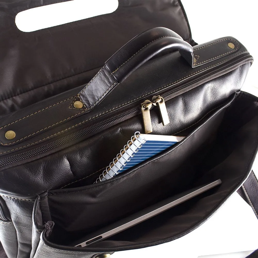 DayTrekr Flap Leather Laptop Brief