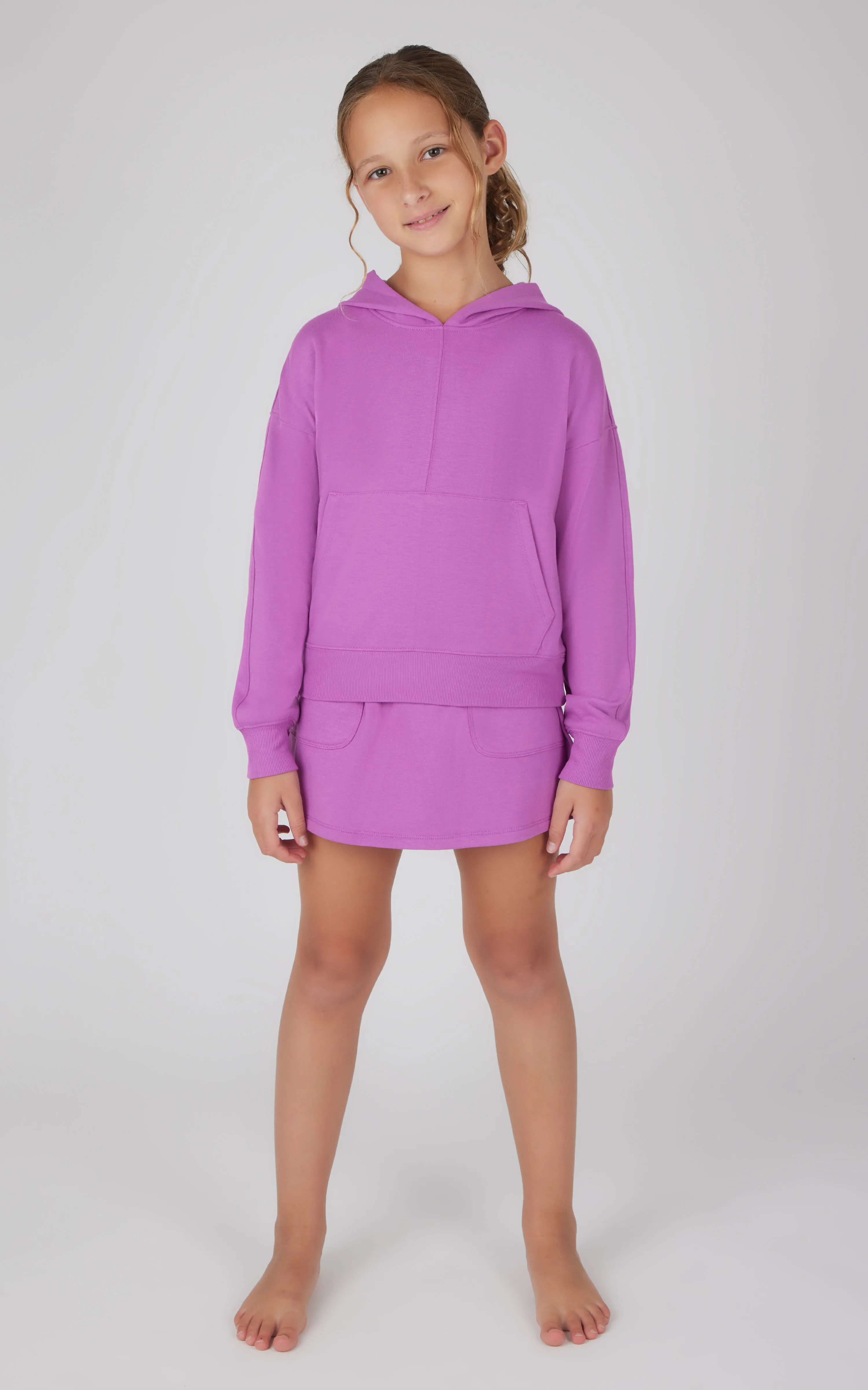 Girls 2 PC Terry Brushed Hoodie and Cargo Skort