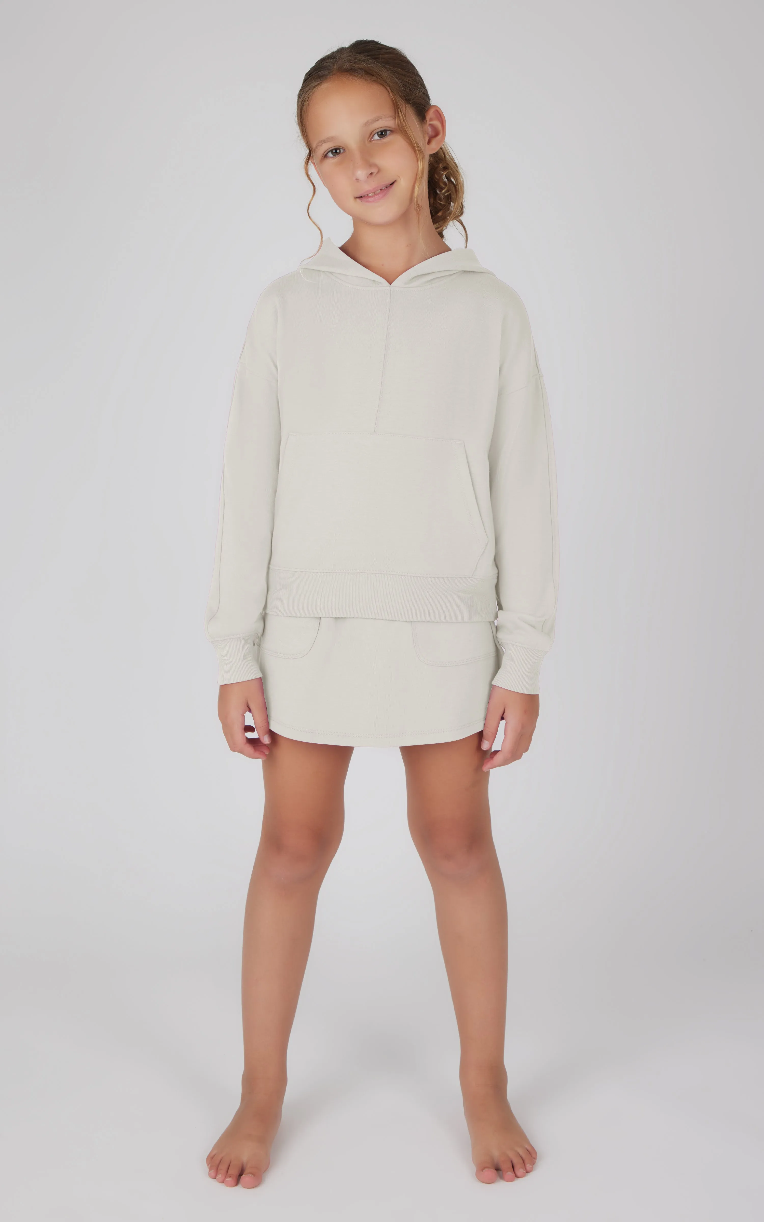 Girls 2 PC Terry Brushed Hoodie and Cargo Skort