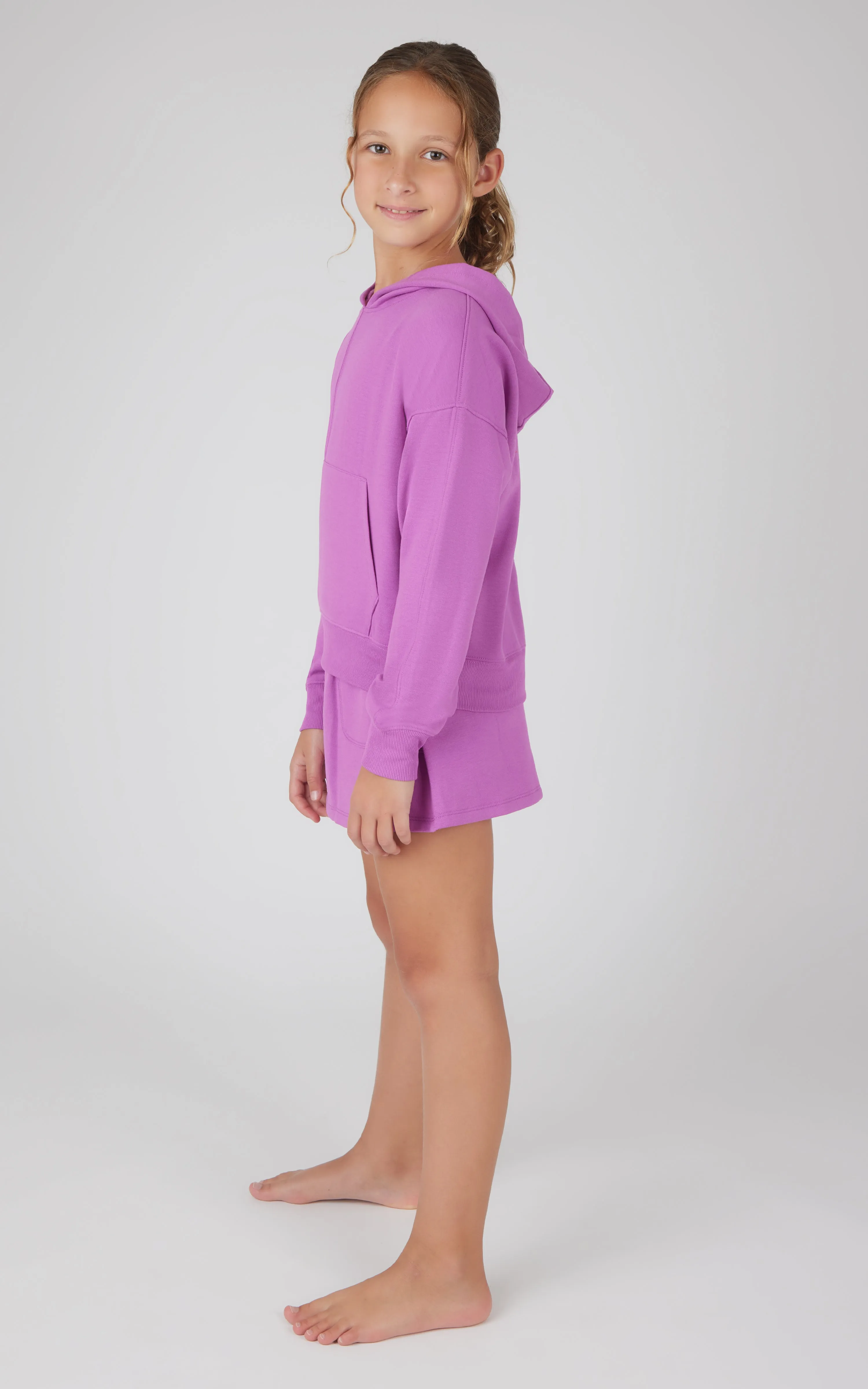 Girls 2 PC Terry Brushed Hoodie and Cargo Skort