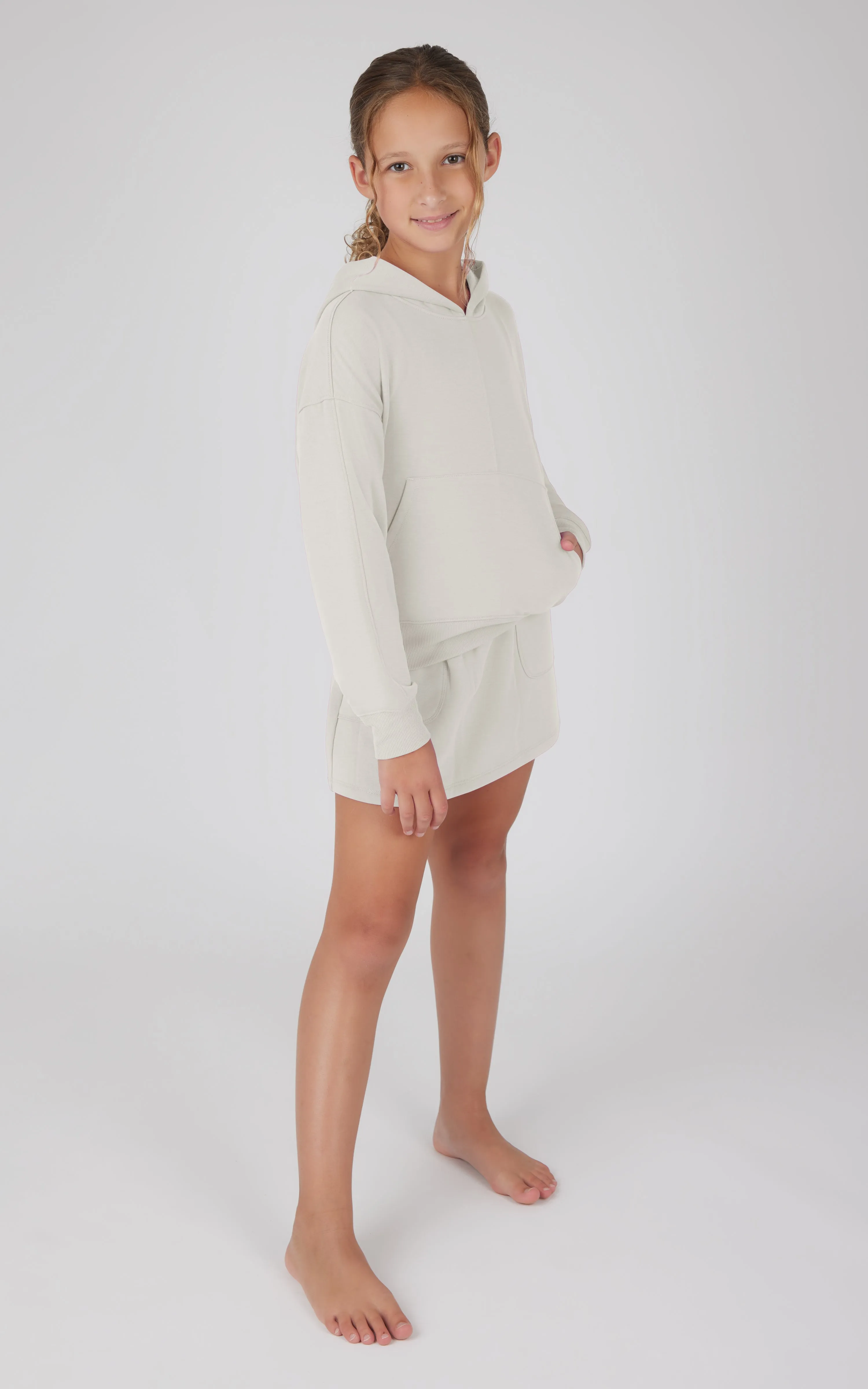 Girls 2 PC Terry Brushed Hoodie and Cargo Skort