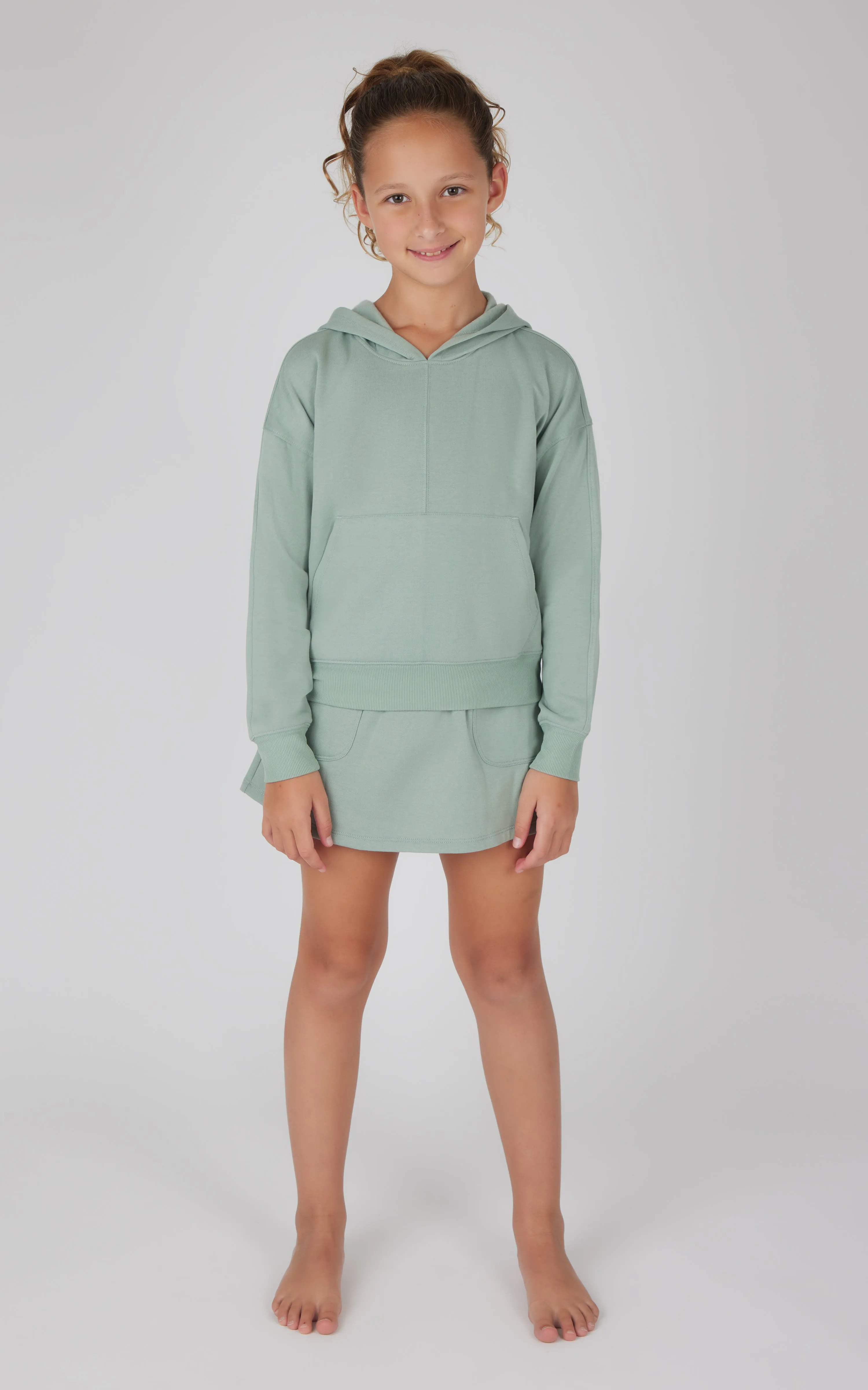 Girls 2 PC Terry Brushed Hoodie and Cargo Skort