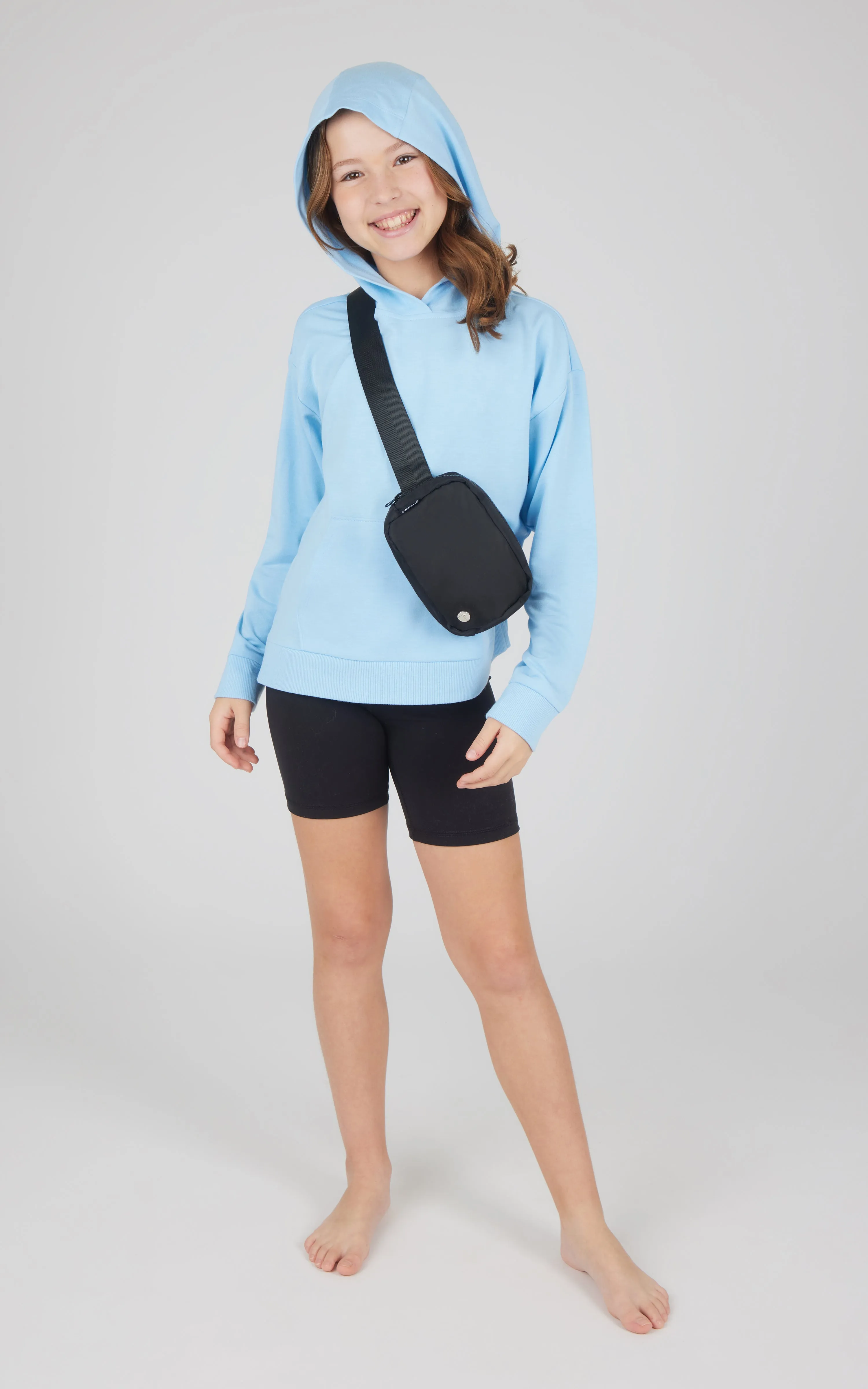 Girls 3 PC Hoodie   Bike Short   Fanny Bag