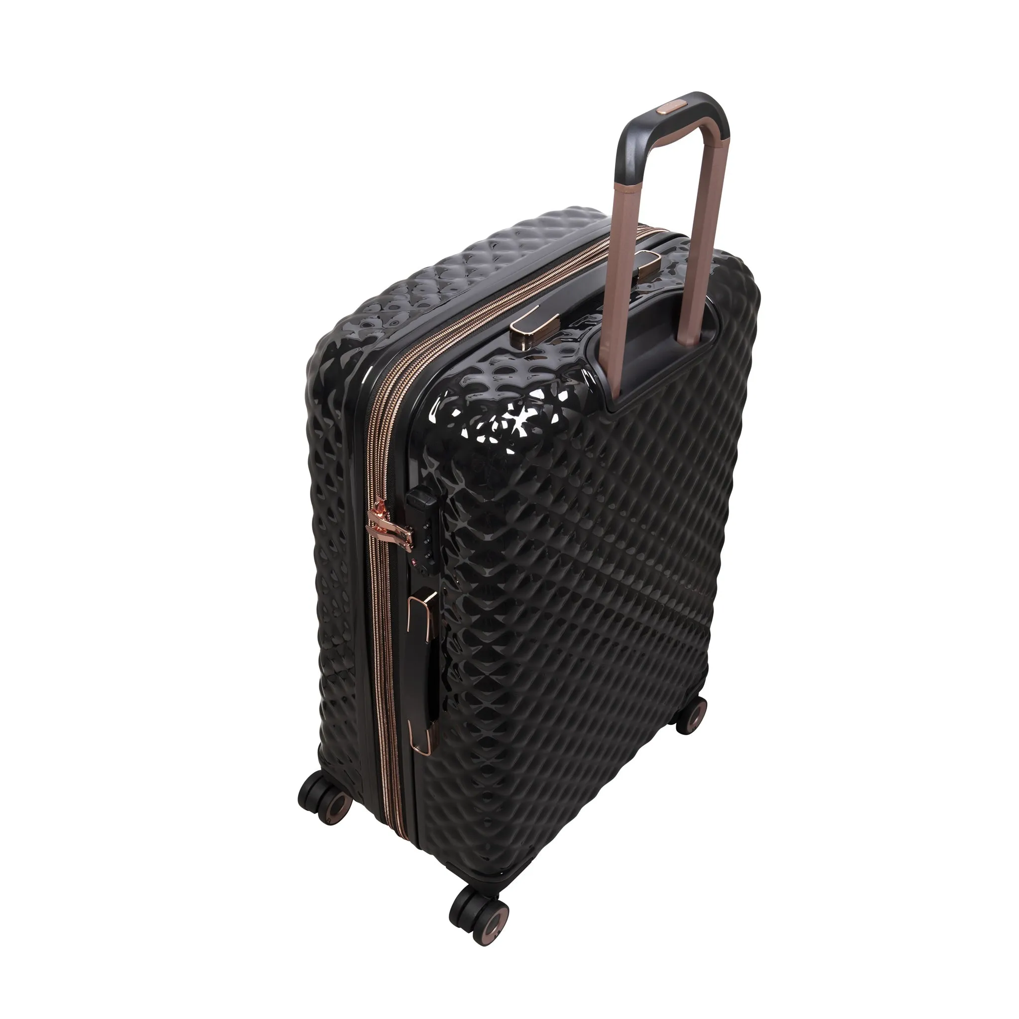 Glitzy 27" Hardside Checked 8 Wheel Expandable Spinner (Black)