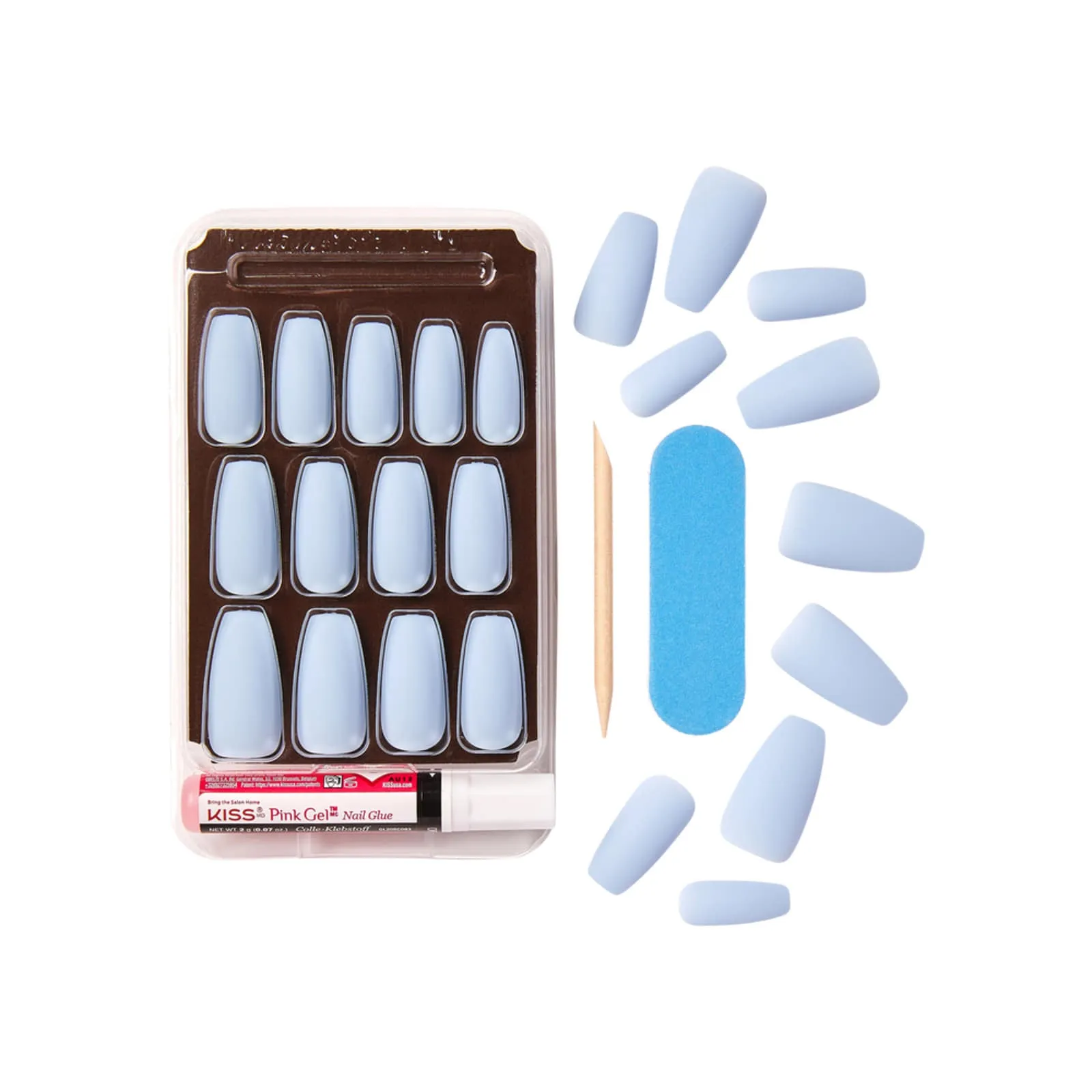 Gold Finger Solid Color Nails - Powder Blue