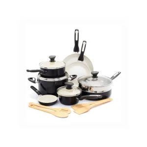 GreenPan CC002639-001 Rio Ceramic Nonstick 16-Piece Set, Black