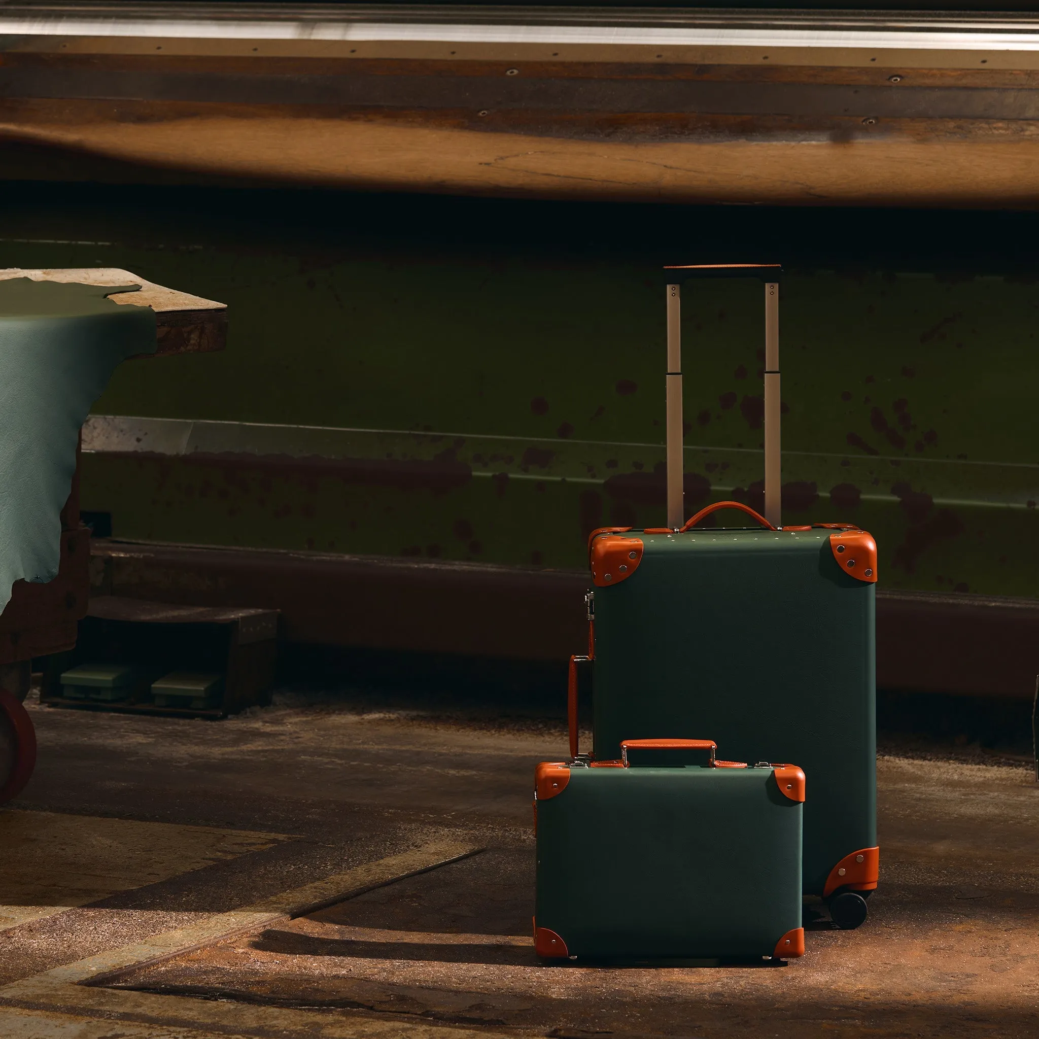 Leather Crafted · Small Attaché | Leaf/Orange/Chrome