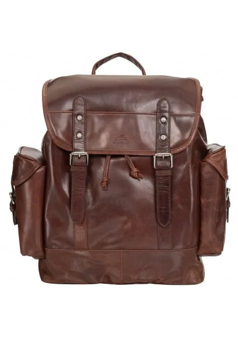 Mancini Buffalo Collection Leather Backpack for 15.6” Laptop and Tablet