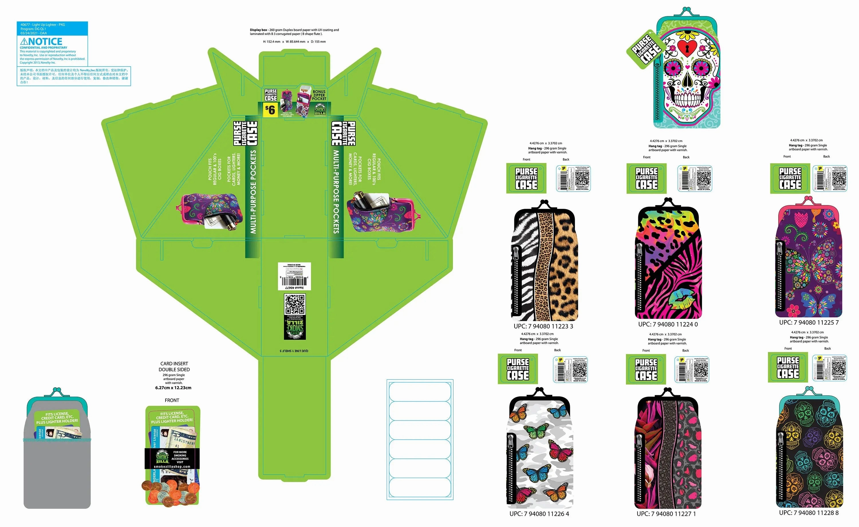 Neoprene Cigarette Pouch with Pocket - 6 Pieces Per Retail Ready Display 40677