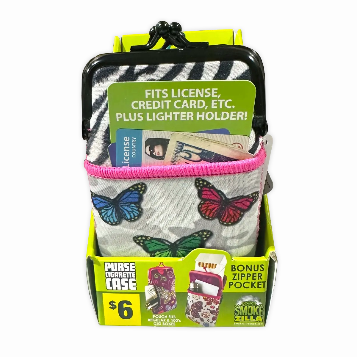 Neoprene Cigarette Pouch with Pocket - 6 Pieces Per Retail Ready Display 40677
