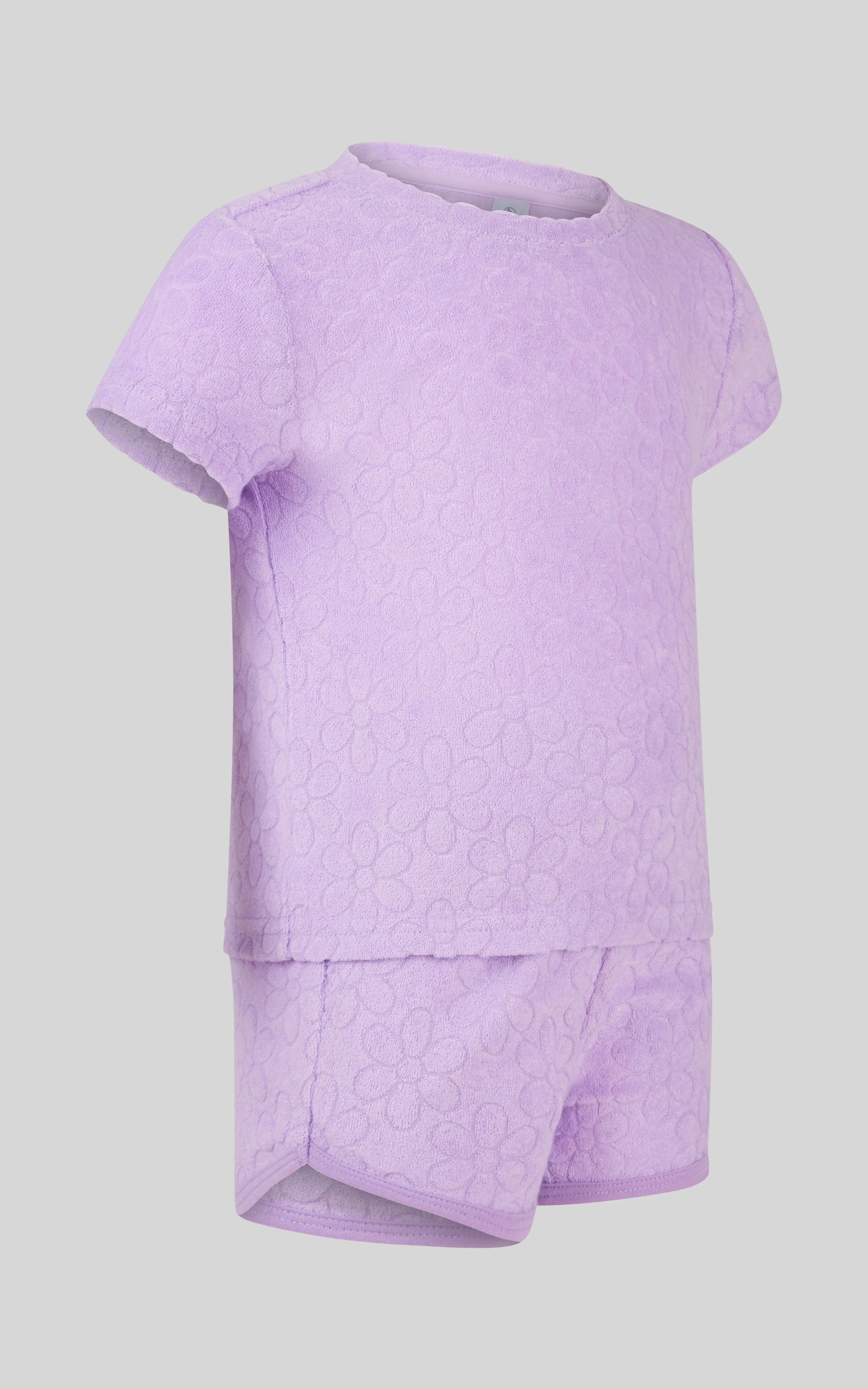 Toddler Girls 2 PC Towel Terry Short Sleeve Top and Dolphin Short