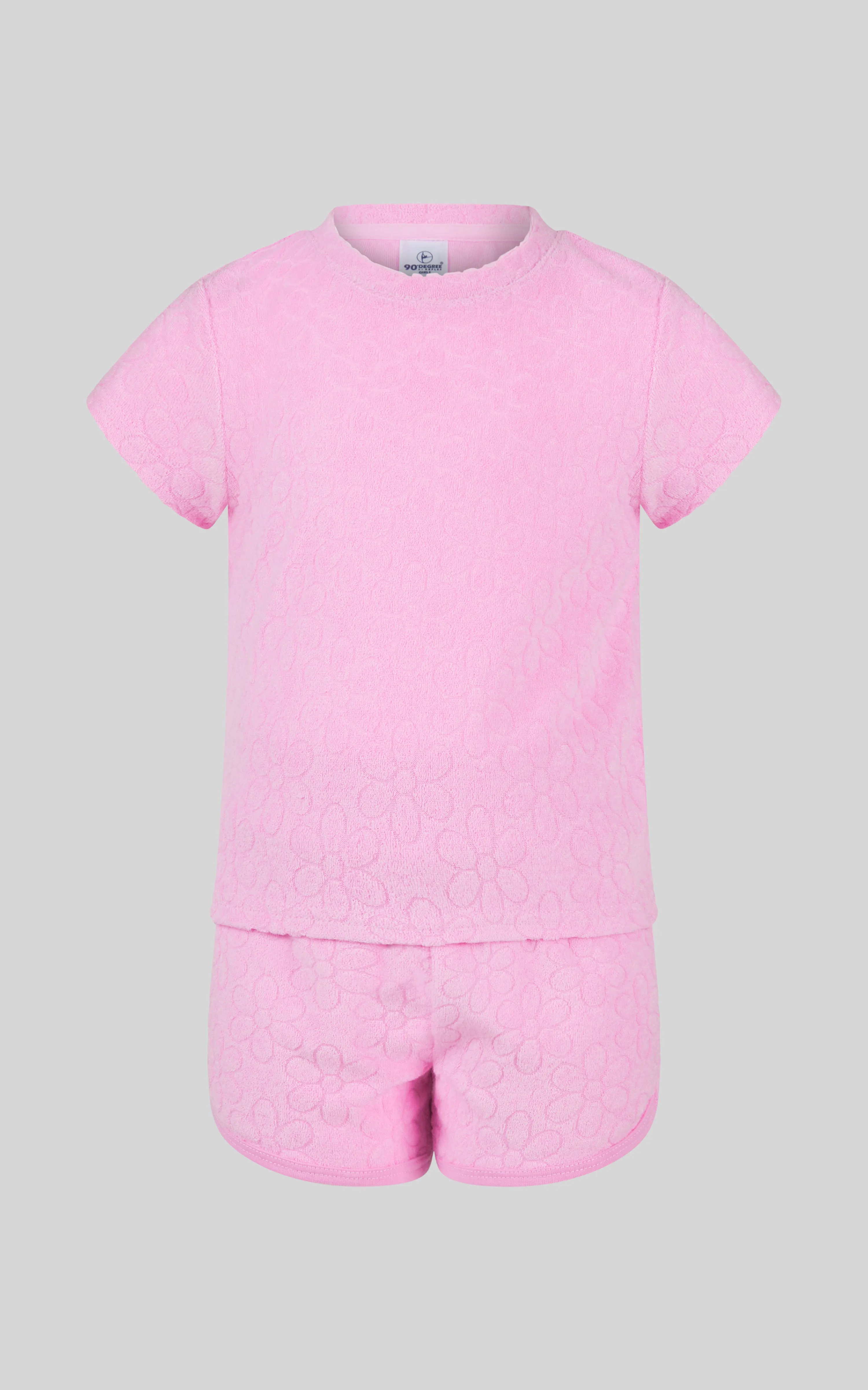 Toddler Girls 2 PC Towel Terry Short Sleeve Top and Dolphin Short