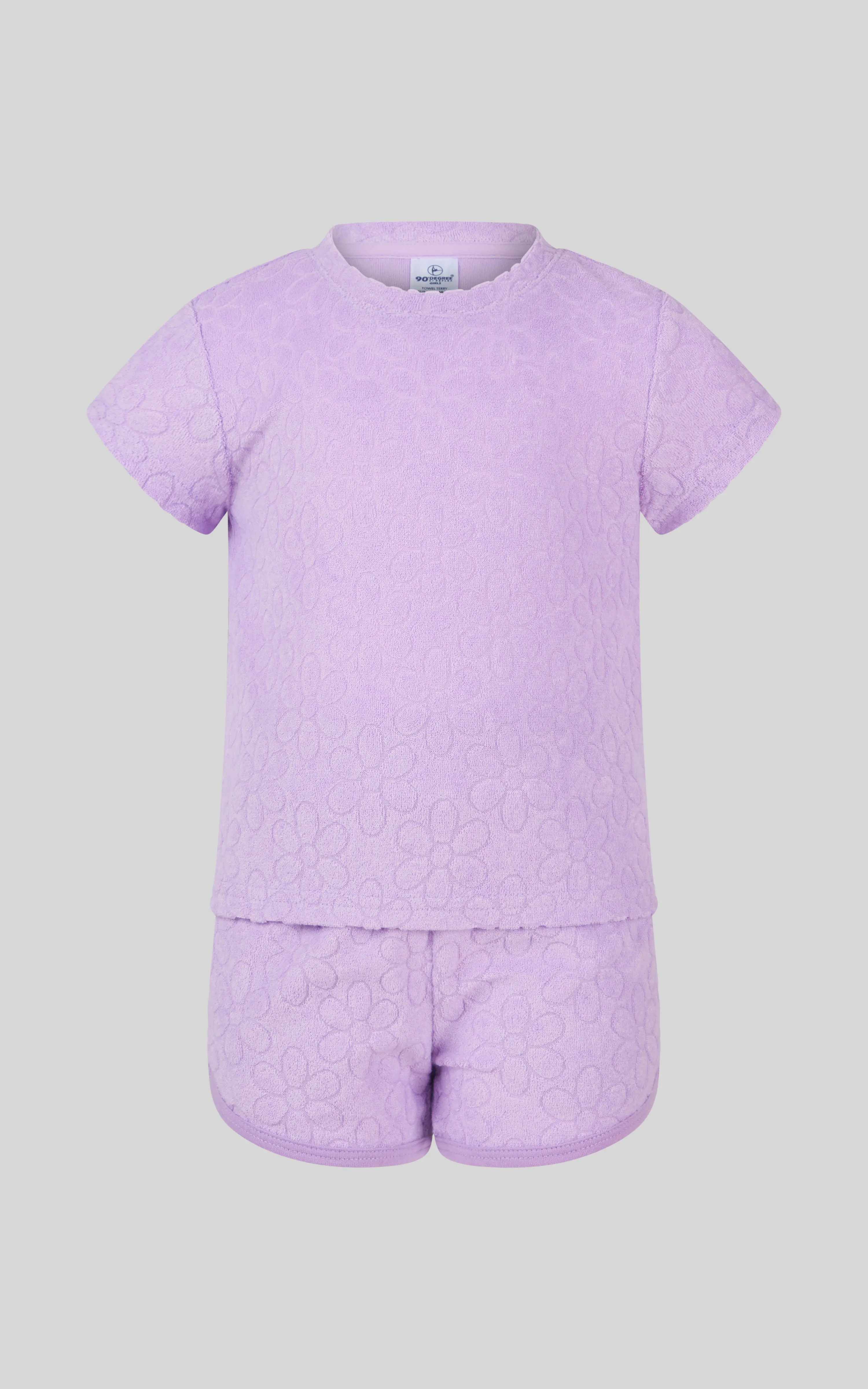 Toddler Girls 2 PC Towel Terry Short Sleeve Top and Dolphin Short