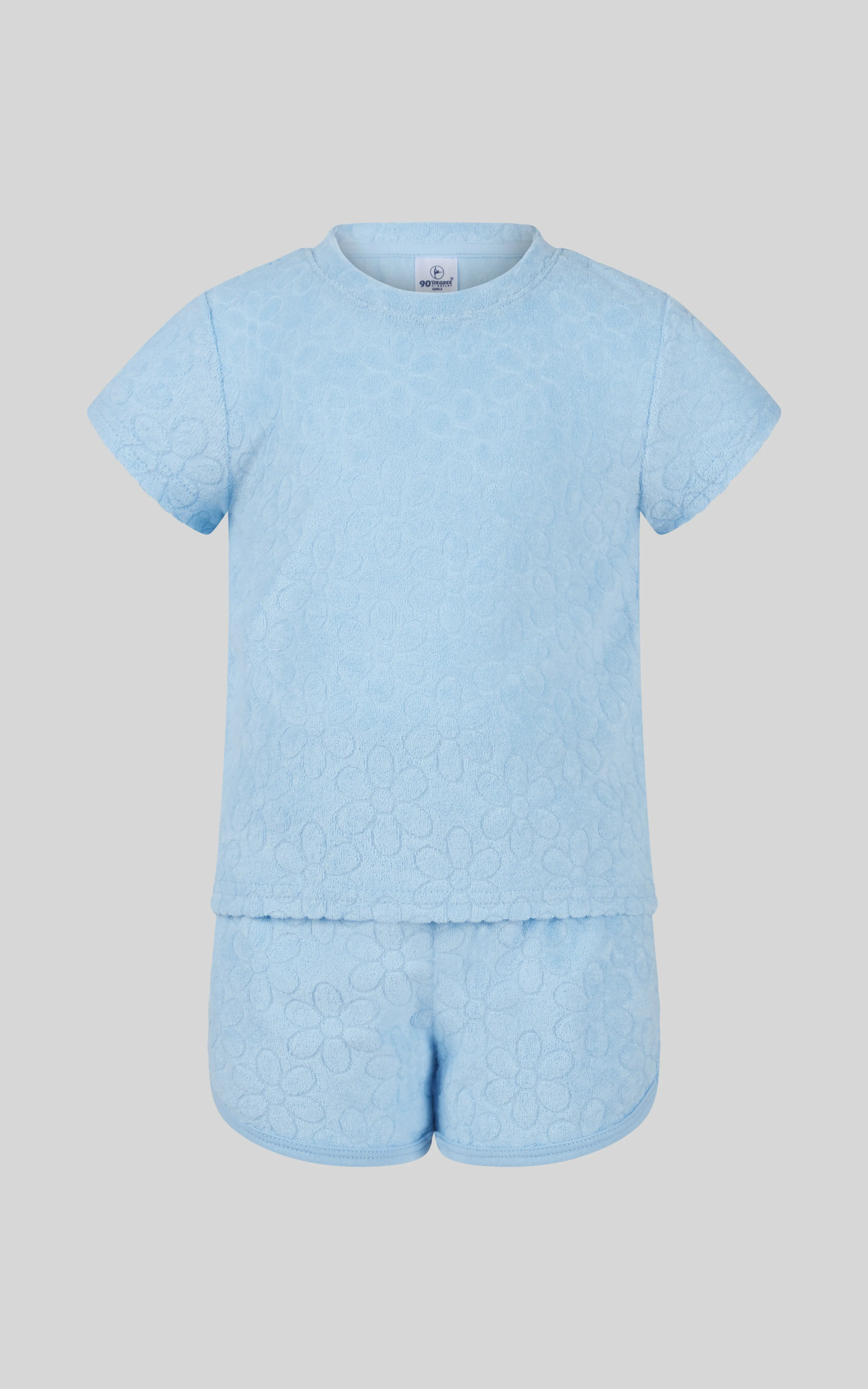 Toddler Girls 2 PC Towel Terry Short Sleeve Top and Dolphin Short