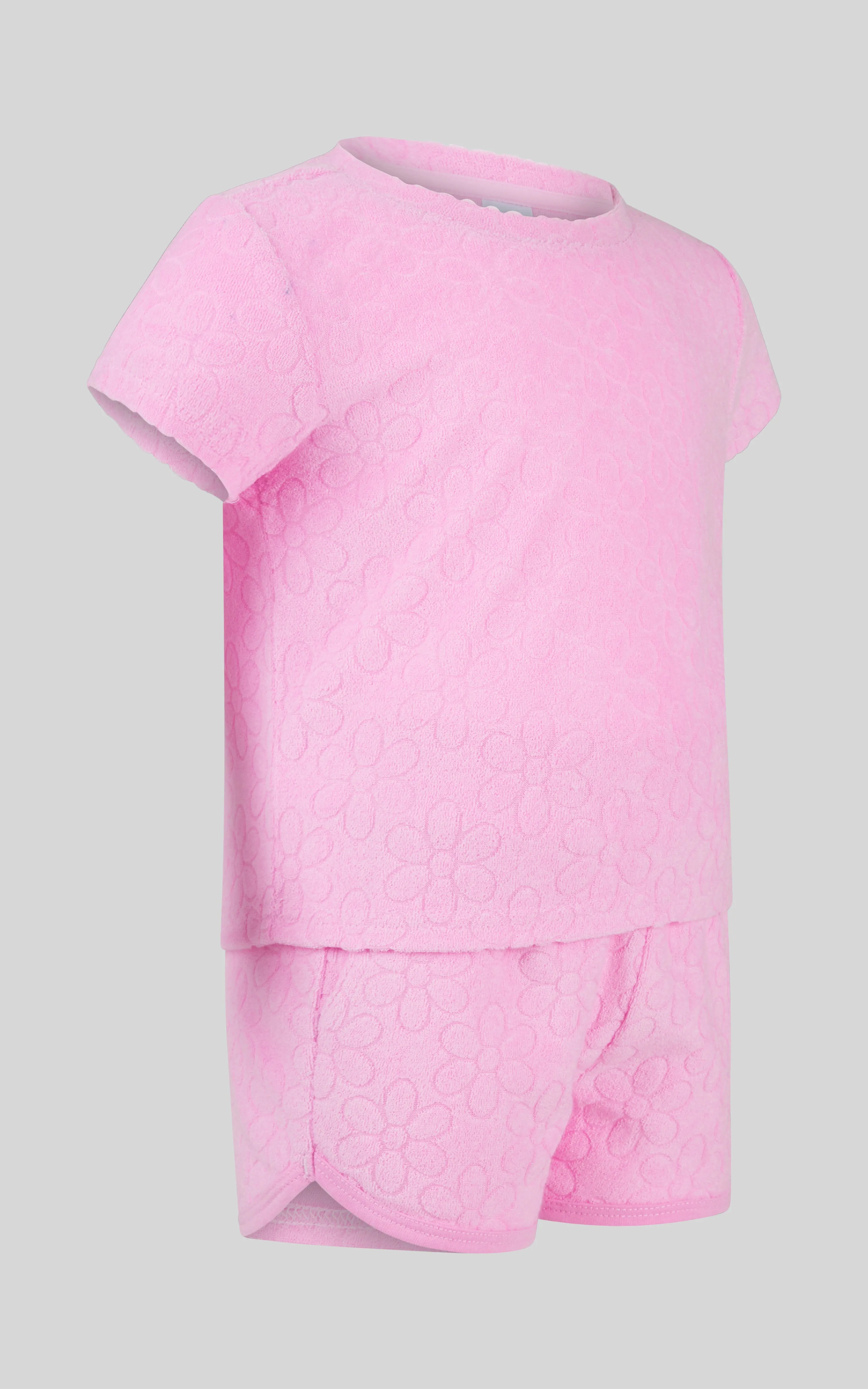 Toddler Girls 2 PC Towel Terry Short Sleeve Top and Dolphin Short