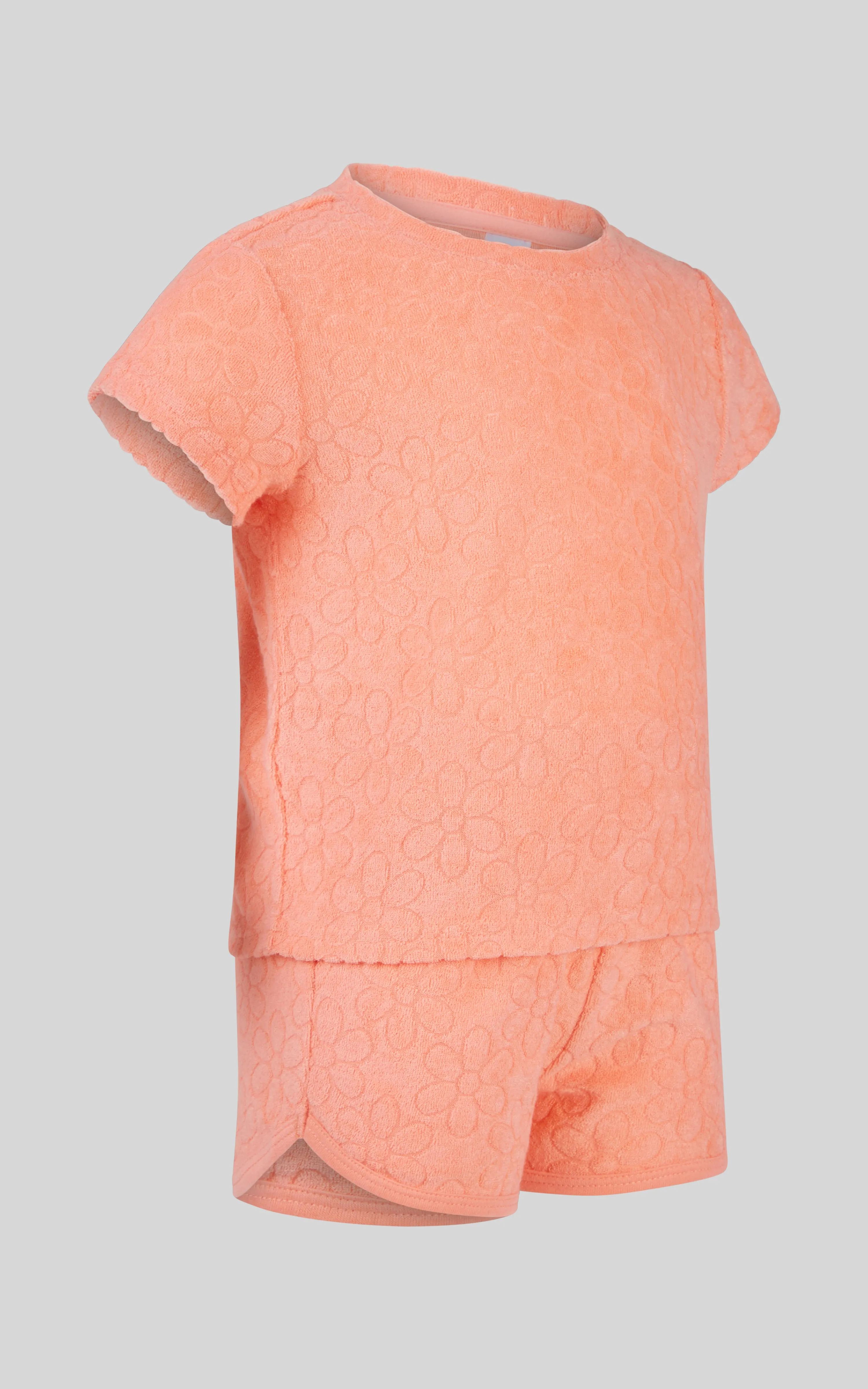 Toddler Girls 2 PC Towel Terry Short Sleeve Top and Dolphin Short