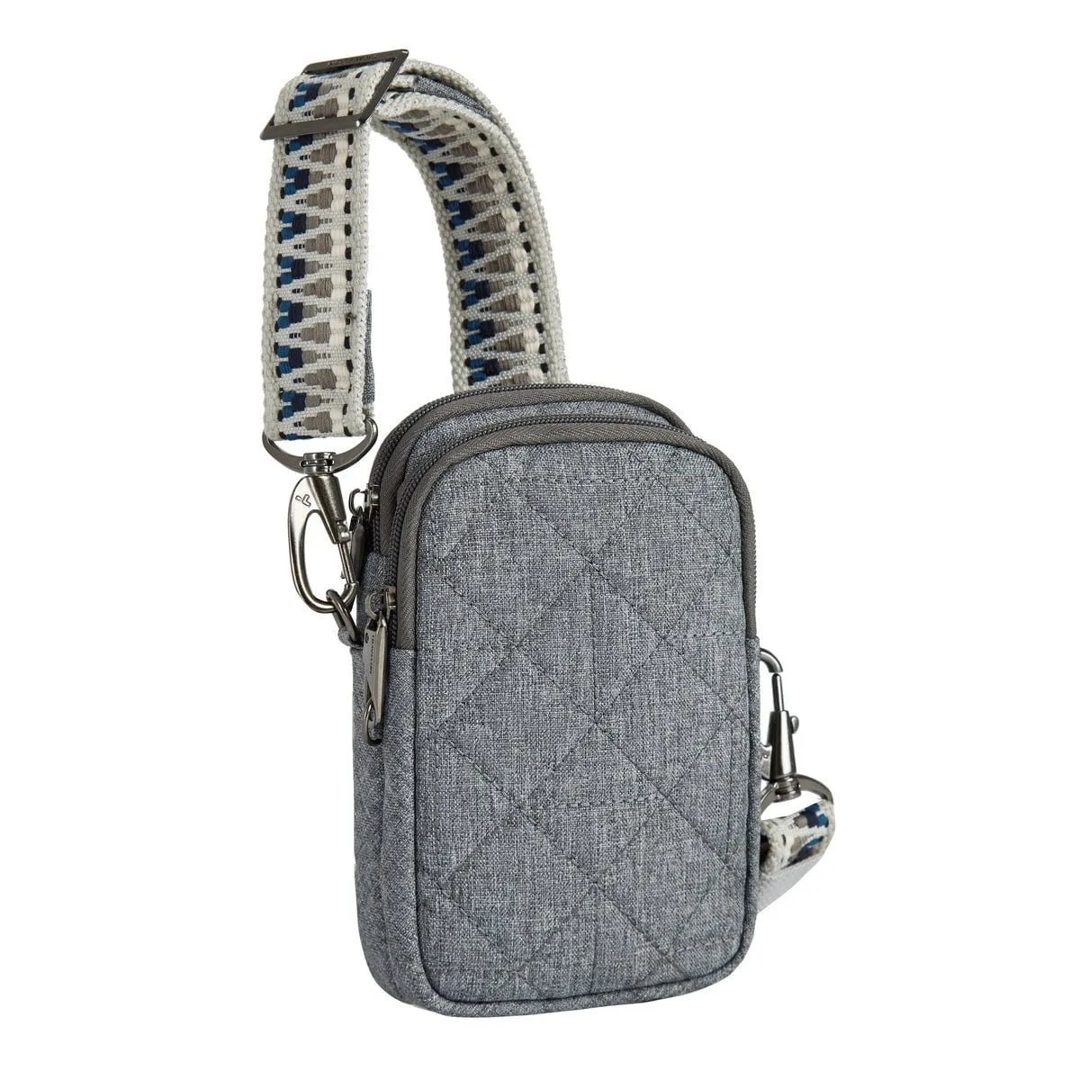 Travelon Anti-Theft Boho 2 Compartment Phone Crossbody - Geo Gray Heather