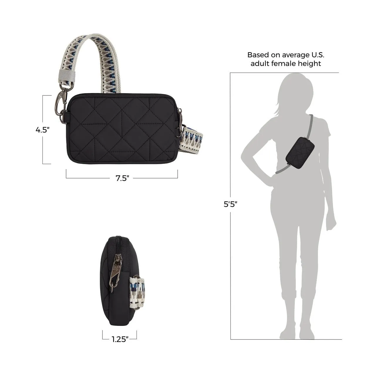 Travelon Anti-Theft Boho Phone Sling - Geo Black